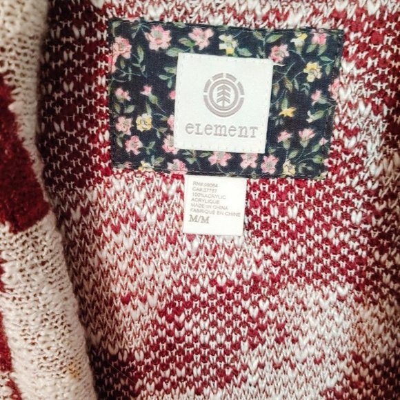 Element Red & White Aztec Print Cardigan Sweater M - Picture 4 of 4